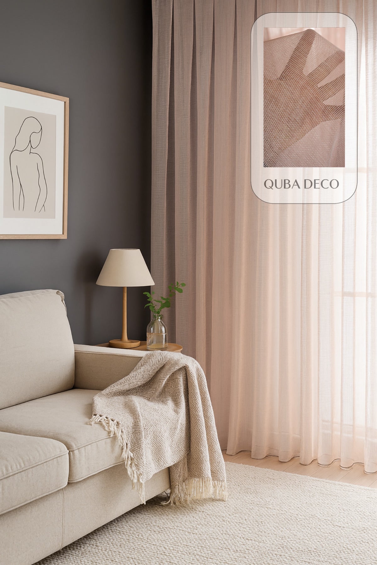 Natural Modern File Dokulu Keten Tül Perde PİLELİ Salon Oturma Odası Yatak Odası Çocuk Odası — Pembe