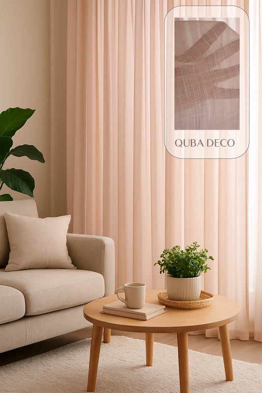 Estetik Modern Flamlı Dokulu Pileli Tül Perde Salon Oturma Odası Yatak Odası Çocuk Odası — Pembe