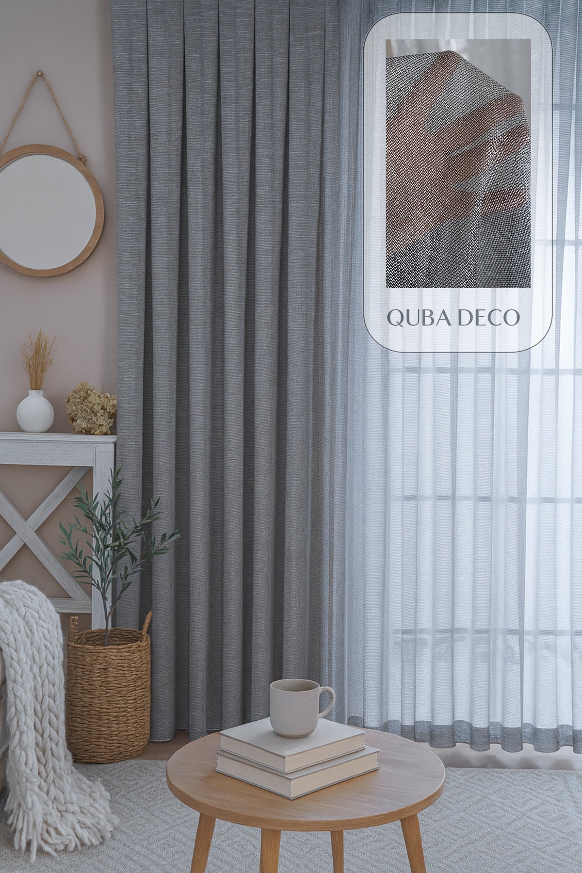 Modern Doğal Kumlama Efektli Kalın Tül Perde Salon Oturma Odası Yatak Odası Antre — Gri