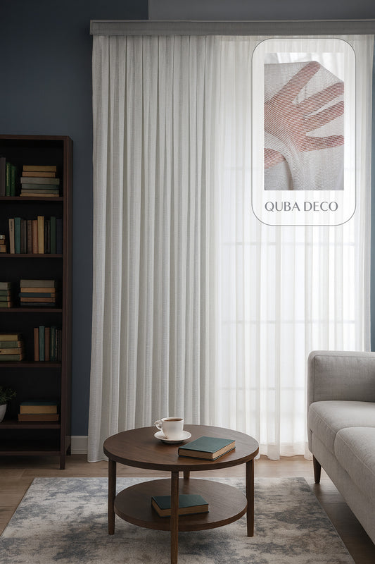 Natural Modern File Dokulu Keten Tül Perde PİLELİ Salon Oturma Odası Yatak Odası Çocuk Odası — Açık Gri
