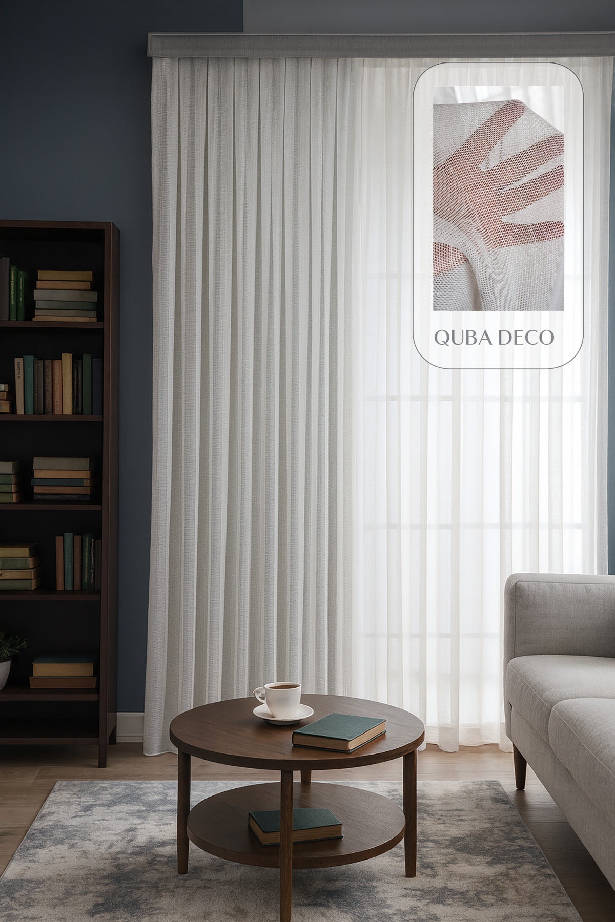 Natural Modern File Dokulu Keten Tül Perde PİLELİ Salon Oturma Odası Yatak Odası Çocuk Odası — Açık Gri