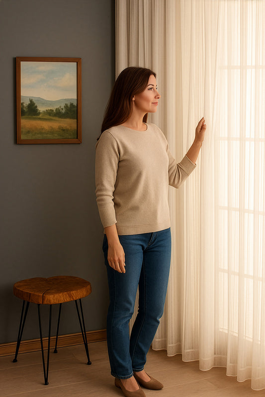 İTALYAN KETEN TÜL DÖKÜMLÜ NATURAL Ütü İstemez Tül Perde Salon Oturma Odası Yatak Odası Antre