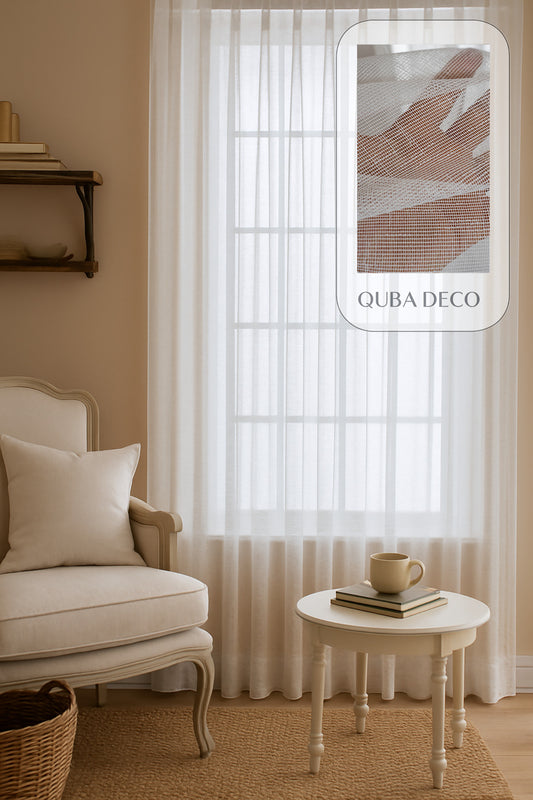 Zarif Nefes Alan File Dokulu Pileli Tül Perde Salon Oturma Odası Yatak Odası Çocuk Odası — Beyaz