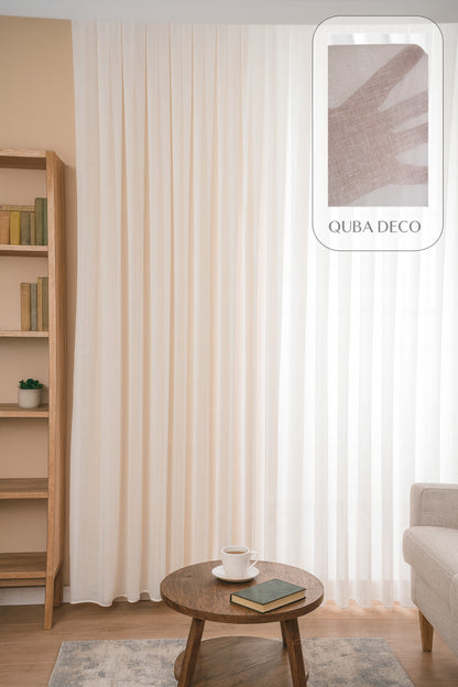 Premium Natural Keten Dokulu Soft Dökümlü Pileli Tül Perde Salon Oturma Odası Yatak Odası Çocuk Odas — Beyaz