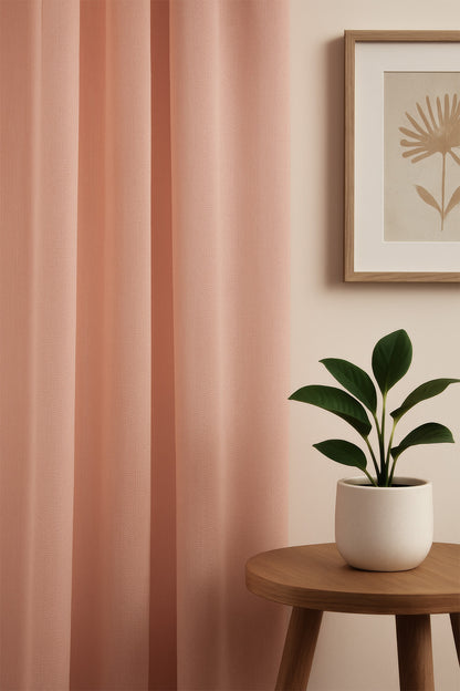 Soft Dokulu Şık Pileli Tül Perde Salon Oturma Odası Yatak Odası Çocuk Odası — Pembe