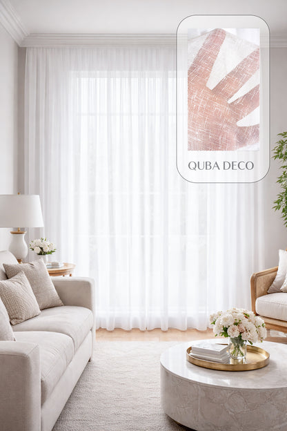 Doğal Dayanıklı Ütü İstemeyen Keten Tül Perde Salon Oturma Odası Yatak Odası Çocuk Odası — Ekru