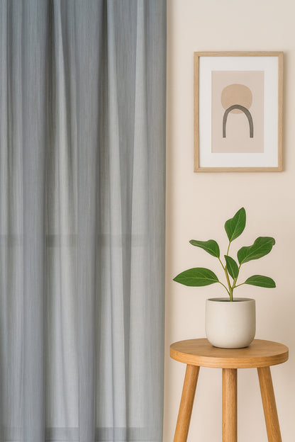 Soft Dokulu Şık Pileli Tül Perde Salon Oturma Odası Yatak Odası Çocuk Odası —  Gri