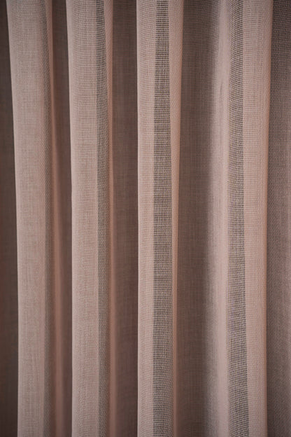 Natural Modern File Dokulu Keten Tül Perde PİLELİ Salon Oturma Odası Yatak Odası Çocuk Odası — Pembe