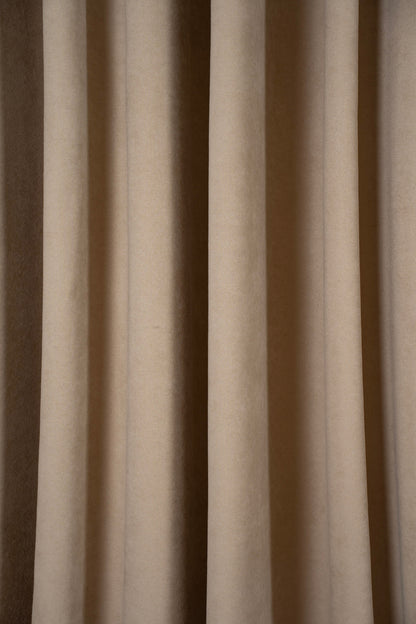 KADİFE Dokulu Ada Fon Perde ( 1x3 Sık Pile) Salon Yatak Odası — Bej