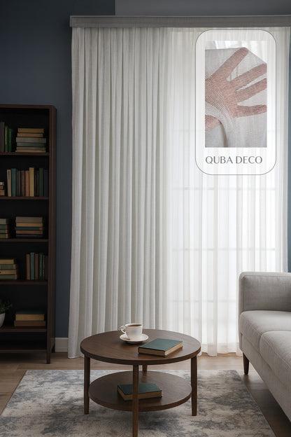 Natural Modern File Dokulu Keten Tül Perde PİLELİ Salon Oturma Odası Yatak Odası Çocuk Odası — Açık Gri