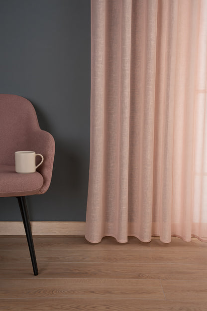 Estetik Modern Flamlı Dokulu Pileli Tül Perde Salon Oturma Odası Yatak Odası Çocuk Odası — Pembe