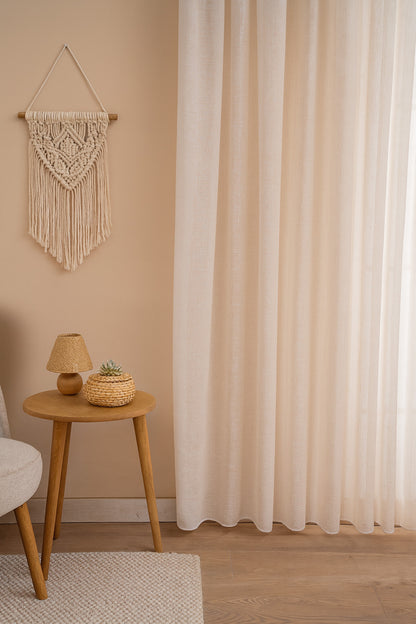 Premium Natural Keten Dokulu Soft Dökümlü Pileli Tül Perde Salon Oturma Odası Yatak Odası Çocuk Odas — Beyaz